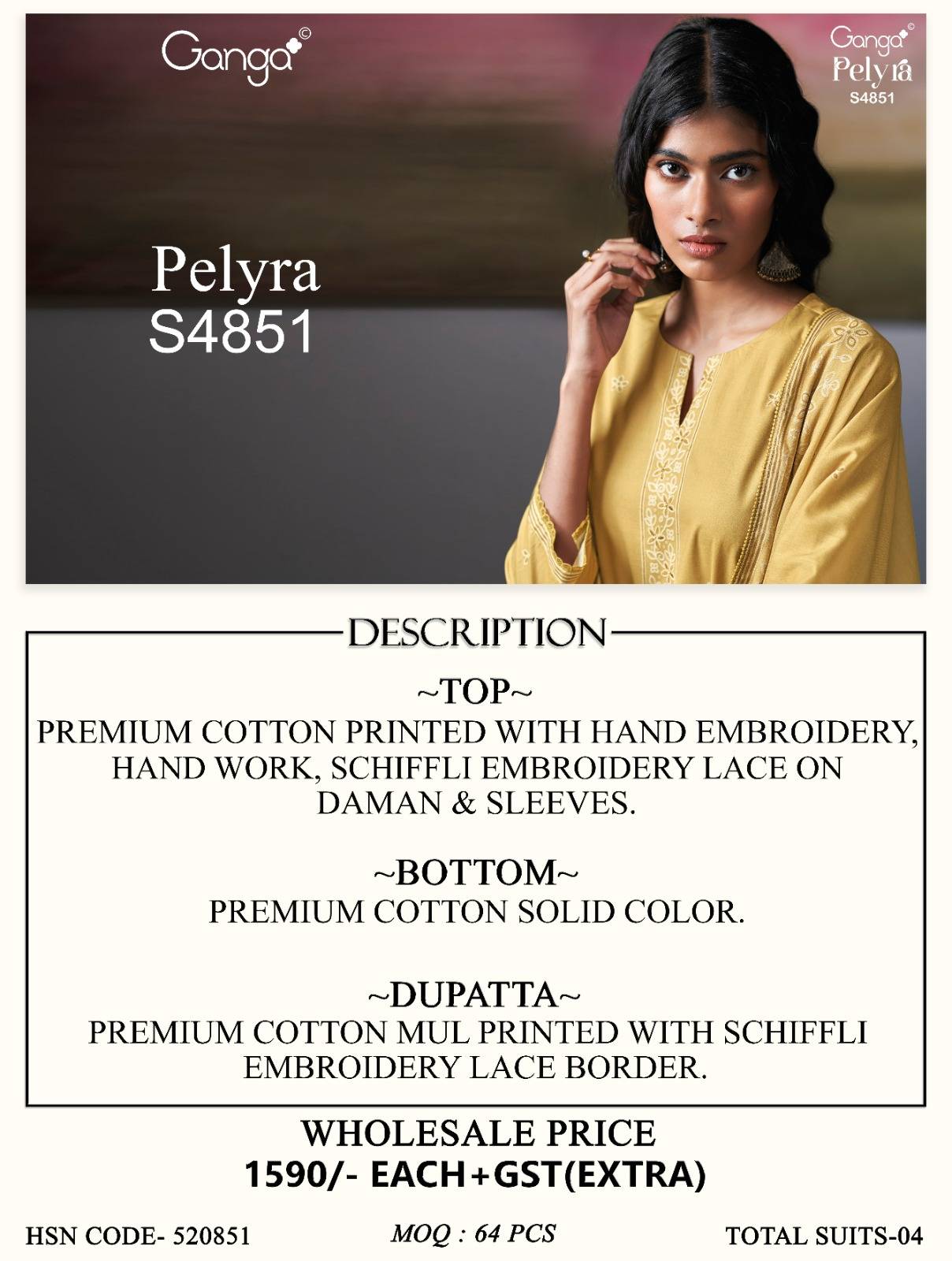 PELYRA 4851 By Ganga Fashion Stylish Beautiful Colourful Cotton Dresses At Wholesale Price